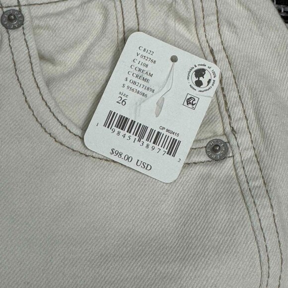 Free People We The Free Aster Straight Leg Jeans 100% Cotton‎ Cream Size 26 - Picture 8 of 16